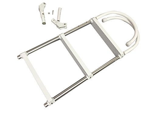 Marine Boat Aluminum White Polyethylene Swim Boarding 3 Steps Ladder Hook 35X15 #TOP4