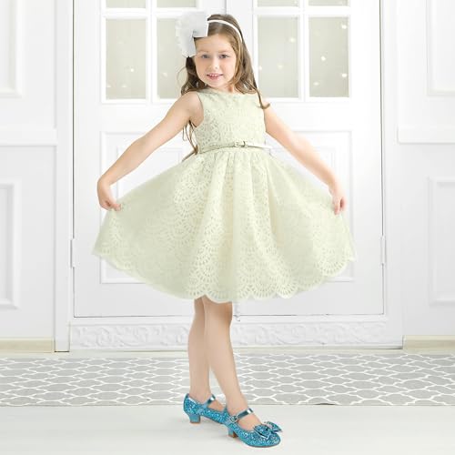 PANDANINJIA Girls Toddler/Little Kid Jada Dress Mary Jane Pumps with Heels Bow Party Wedding Princess Shoes(Bluesequin 11 M US Little Kid) by PANDANINJIA - Used condition - Image 2