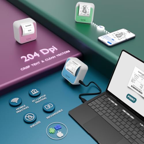 SEZNIK Mini wireless Monochrome Home Inkjet Printers, Inkless, Bluetooth, Portable Pocket Printer, Compatible With Android, Ios Mobile. 1 Year... - Image 2