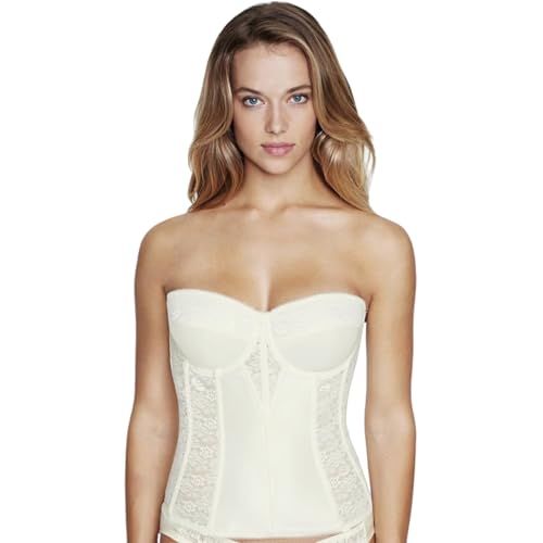Dominique Women’s Lace Longline Corset Bustier Bra #8949 – Strapless Bra Seamless Full Figure Support - Lingerie for women