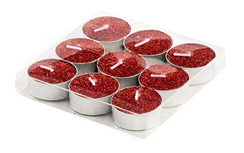 DARO DEKO Teelichter mit Glitzer in Rot - 36 Stück