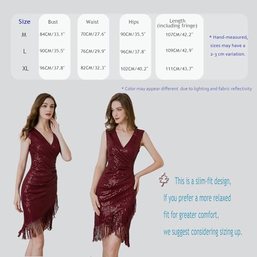 Image of Women Flapper Dresses 1920s V Neck Beaded Fringed Great Gatsby Club & Night Out Dresses