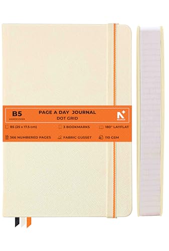 Image of NEORAH -B5 DOTTED | 368 Pages - 110 Gsm | PAGE A DAY JOURNAL (25x17.5 cm)-Hardcover Dot Grid Notebook |Back Pocket |3 Silk Book Mark - Completely HANDMADE for Journaling,Note Taking- AFTERGLOW