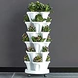 Macetero con gradas verticales: las macetas múltiples se pueden llenar con tierra de alta calidad y acomodar plantas para que sea más fácil mezclar y combinar sus plantas favoritas, incluidas suculentas, flores, hierbas, verduras, fresas, verduras y más.