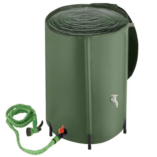 tectake® Deposito Agua Lluvia Plegable, Bidón con Grifo, Bolsa Agua Resistente Intemperie, Accesorios Camping, Garrafa Agua, Supervivencia, Fácil Montaje, Recolección Agua Lluvia - 380 litros