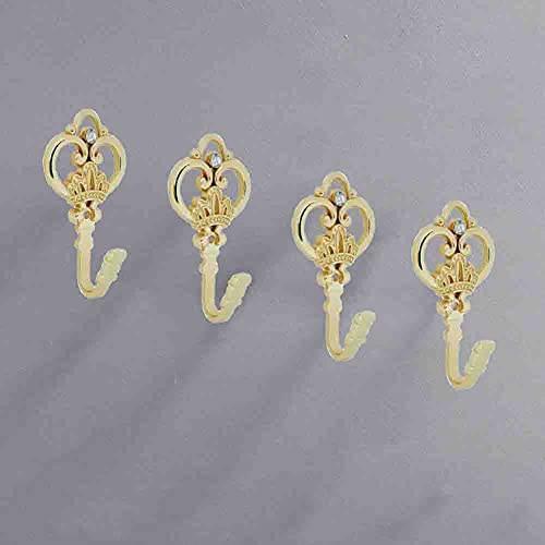 Cucumis Crown Curtain Wall Hook Household Clothes Hanging Hook Window Drapery Medallion Holdbacks, Curtain Tiebacks, Wall Hook, Tassel Holder 1 Double (Gold) #TOP4