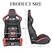 WIILAYOK 2 Pack Racing Seats, 1 Pair Bucket Seats with Dual Lock Sliders for Front-Back Adjustment, PVC Leather Universal Racing Seats for Cars, Black & Red