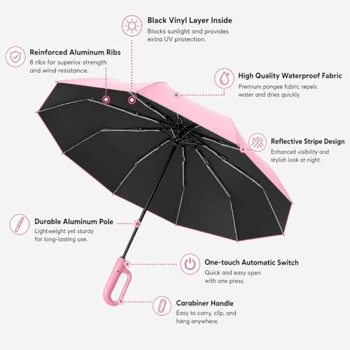 Image of Umbrella for Women | Umbrellas for Men | UV Coated 3 Fold Umbrella for Rain with Auto Open and Close Small Folding Travel-Foldable Windshield