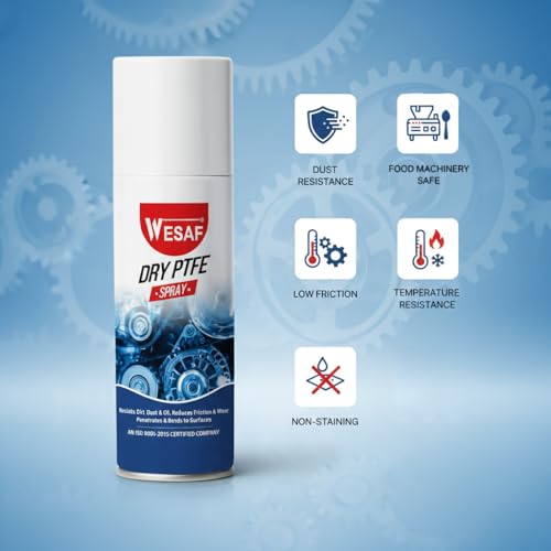 Image of Wesaf PTFE Dry Lubricant Spray 250g, Dry Lube for Food Processing and Packaging Machinery, Non-Stick, Anti-Friction and Dust Free (Grade-1011)