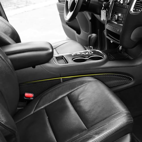 Image of Side Gear Shift Panel Strips Decals for 2011-2020 Dodge Durango / 2011-2021 Jeep Grand Cherokee WK2 Accessories Carbon Fiber Interior Stickers