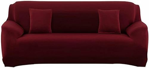Funda elástica para sofá de 1234 plazas, fundas para sofá modular en forma de L, protector de muebles con fundas de almohada gratis (borgoña, sofá