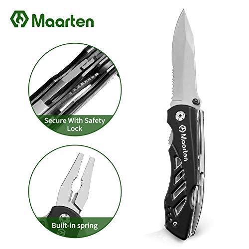 Pocket Multitool With Safety Locking Blade Handy Gift For Men Women,18 In 1 Portable Multifunctional Multi Tool With Spring-Action Plier For Survival Camping Hiking Outdoor Hunting #TOP5