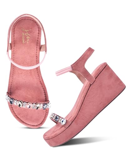 Image of JM LOOKS Glamorous Wedge Platform Sandals Adorned with Sparkling Jewels