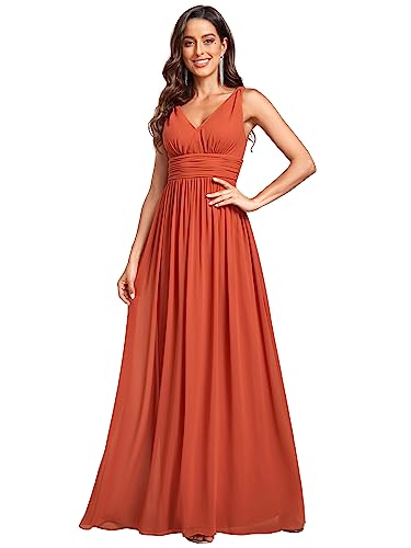 Image of Ever-Pretty Womens Bridesmaid Dress V-Neck Sleeveless A Line Chiffon Floor Length Formal Dress 09016