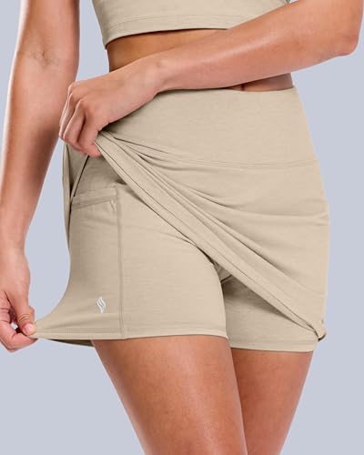 Image of SANTINY 13.5 inch /15 inch Tennis Skirt with 2 Pockets | A Line, High Waisted, Mini Length, Casual, Athletic, Golf, Skorts for Women