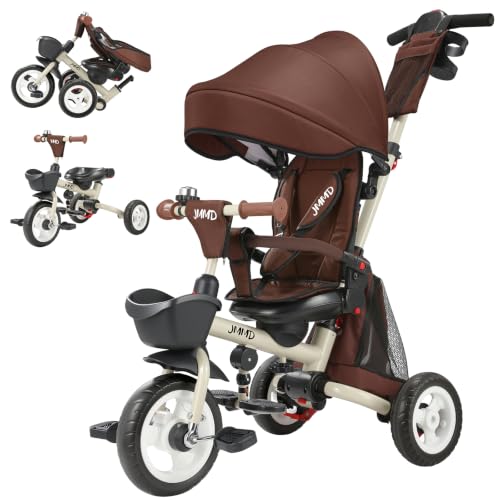 Image of JMMD 8-in-1 Foldable Toddler Tricycle for Ages 1-5, Portable Trike Stroller