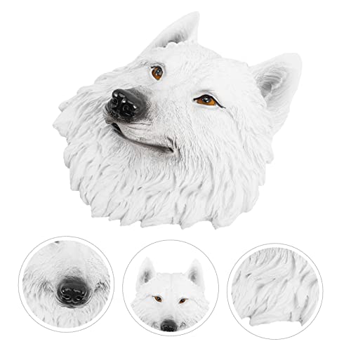 Nolitoy White Wolf Head Ornament Household Decor Home Decorations Wall Decorations For Home Wolf Head Wall Statue Animal Head Wall Sculpture Animal Head Wall Figurine Resin Crafts Adorn 3D #TOP1