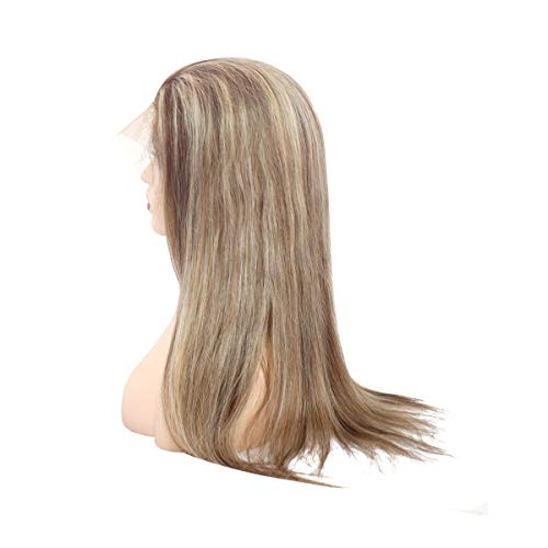 Pre Plucked T Part Lace Front Wigs With Baby Hair Glueless Remy Straight Human Hair Wigs Ombre Blonde With Brown 150% Density For Black/White Women 14 Inches #TOP3