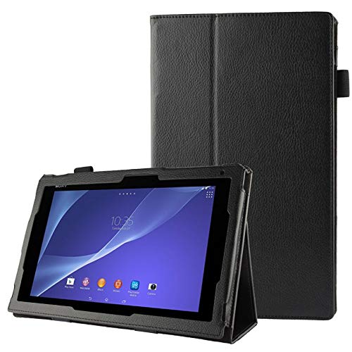 Dmtrab for Sony Xperia Tablet Z2 10.1 inch Case, Litchi Texture Leather Protective Cover Case with Holder Protective Shell (Color : Black)
