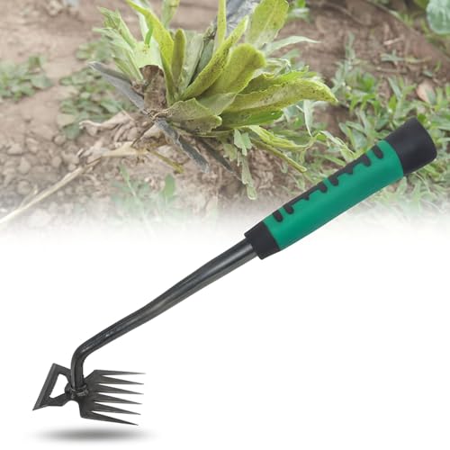 Image of PANCA 6-Claw Weeder Hand Tool for Gardening | 40cm Heavy-Duty Steel Weed Puller with Rubber Grip Handle | Manual Lawn Weeding Tool for Garden, Farm & Plant Pots | Soil Digger & Grass Remover