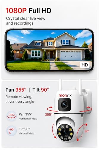 Image of Dual Lens 3MP+3MP WiFi Security Camera 360 Pan Tilt HD Surveillance Camera with Night Vision, Motion Detection, Two-Way Audio & Mobile App Control