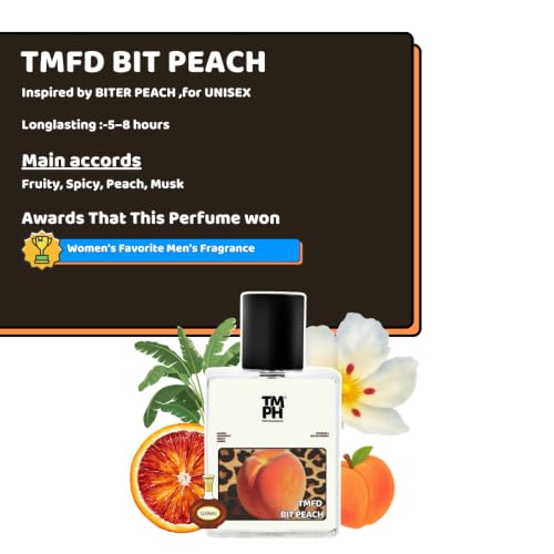 Image of TMPerfumehouseTmfd bIT peach EDP for Men & Women | Fruity, Gourmand & Long Lasting Perfume Spray | Woody, Warmspicy & Fruity Fragrance | Luxury Gift for Him & Her | TMPH | 50ml