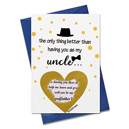 Flyab Funny Godfather Proposal Card For Uncle 4"X6" Will You Be My Godfather Scratch Off Card Godfather Proposal Scratch Off Card Birthday Christmas Gift Card For Uncle From Nephew Niece #TOP20