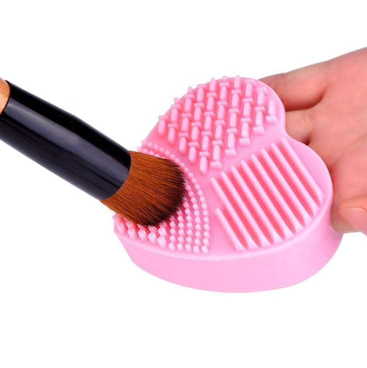 Silicone Makeup Brush Cleaning Pad Portable Brush Cleaner Scrubber Board for Foundation Blush Eyeshadow Brushes Reusable Wash Tool (Heart Shaped 1)-picture-23