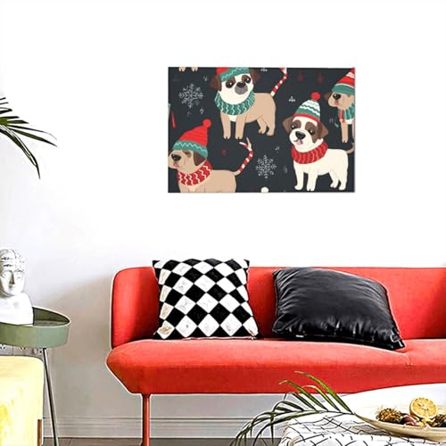 Toile chien de Noël 30x45 cm pour décorer votre salon festif