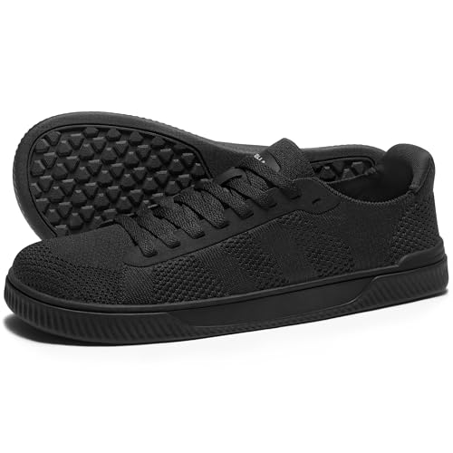AIRHAS Womens Wide Toe Box Barefoot Shoes Zero Drop Fashion Sneakers for Women Walking Casual Minimalist Shoes(Black,9.0)