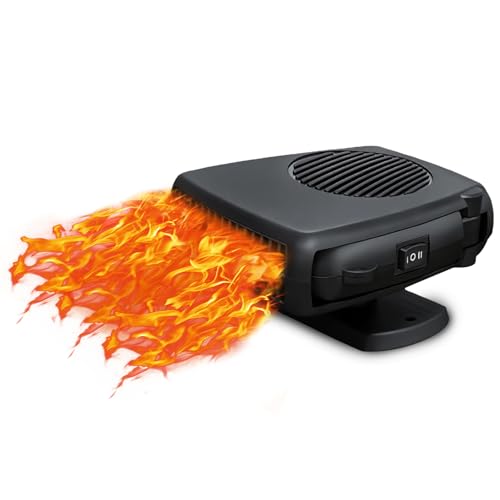 Car Heater 200W 12V, Portable Dual Mode Heater and Cooler Fan, 360° Rotatable Defroster Defogger, for car heater Vehicle Windshield and Cabin Comfort