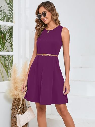 Image of KORSIS Tank Dress for Women Elegant T-Shirt Summer Soft Dresses Sleeveless Swing A Line Vacation Beach Sundress with Pockets