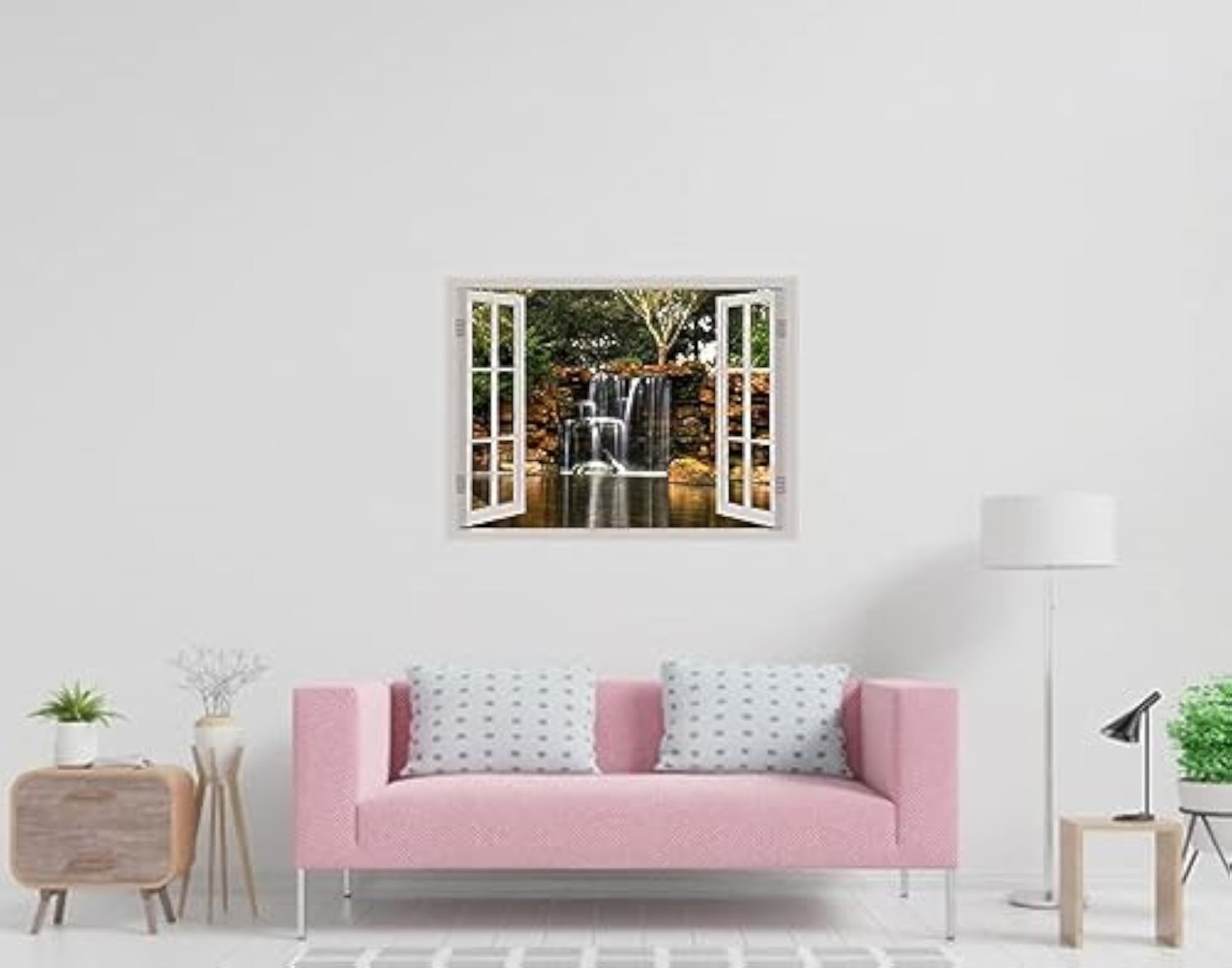 Natural Water Fall Window Illusion Wall Sticker, Scenic Art