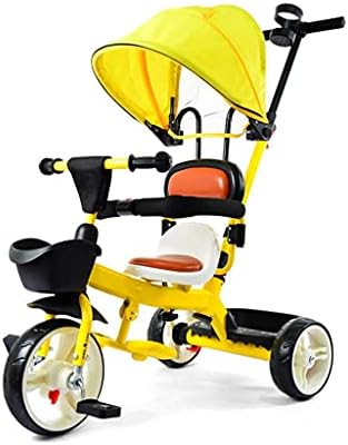 NUBAO Stroller Wagon Tricycle, Steer Stroller Learning Bike Detachable Guardrail with Adjustable Canopy Safety Harness and Storage Basket for 1-6 Years Old Over 1 Year Old Girl Gifts (Color : B)