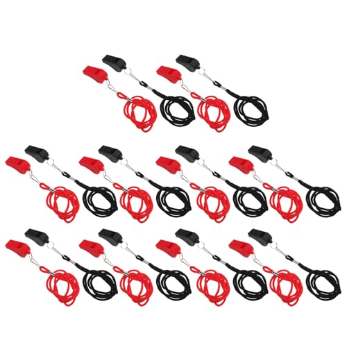 20 silbatos deportivos de plástico FUOYLOO con cordones miniatura 1