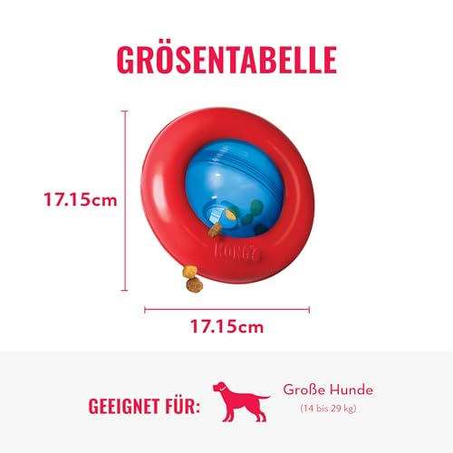 KONG Gyro - Interaktives Hundespielzeug mit Leckerlispender - Slow Feeder für Gesundes Fressen - Für Mittelgroße/Große Hunde