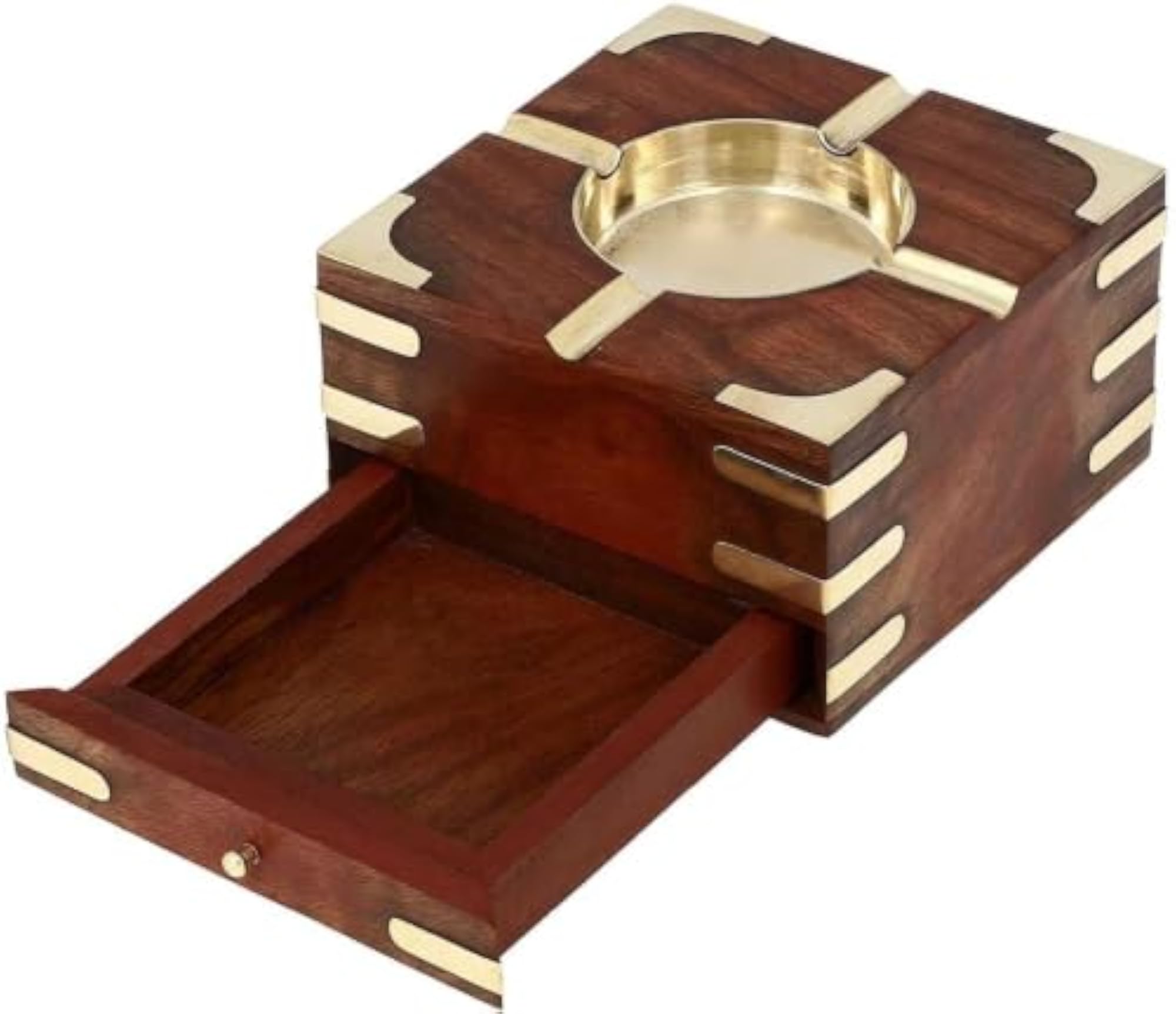 Large Decorative Ashtray with Cigarette Storage Case