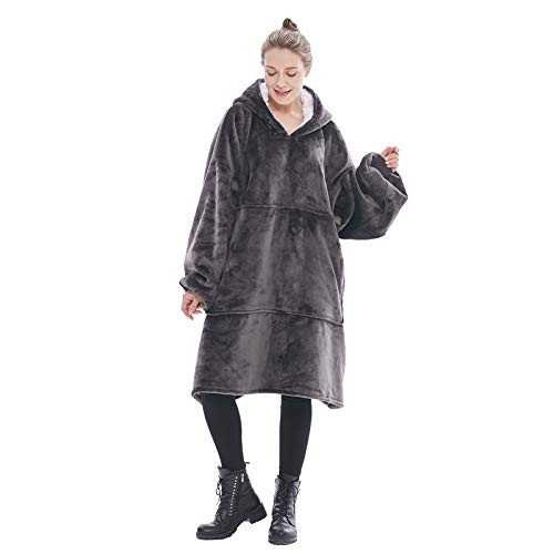 Qucover Sudadera Gigante con Capucha Batamanta para Mujeres Manta de Franela y Sherpa Blanket Hoodie Talla Grande Súper Suave y Cálida Cómoda para Adultos Hombres Cover