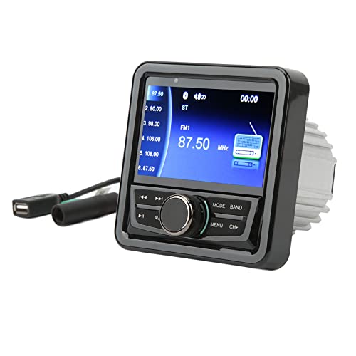 Radio Stéréo Bluetooth Marine, Récepteur Multimédia Numérique étanche pour Bateau avec Télécommande sans Fil, Récepteur Stéréo de Voiture et Haut-parleurs Récepteur Audio RCA AUX AM FM MP3 MP5 Player