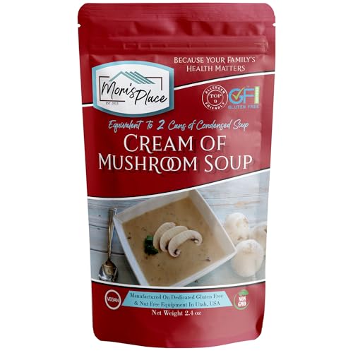 Mom’s Place Gluten-Free & Dairy Free Cream of Mushroom Soup Mix, Equal to 2 Cans of Condensed Soup, Vegan, Nut Free & Soy Free, 2.4 oz