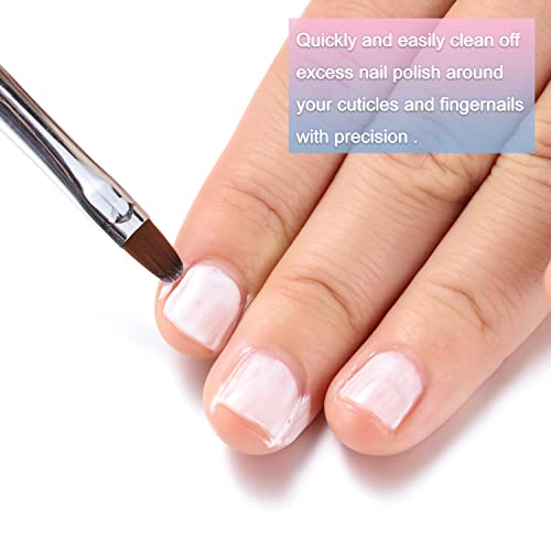 Nail Art Clean Up Brushes,Nail Brushes for Cleaning Polish Mistakes on the Cuticles, Acetone Resistant Nail Brush, Fingernail Cleaning Brushes for Nail Art and Designs (2 Pcs Round&Angled)