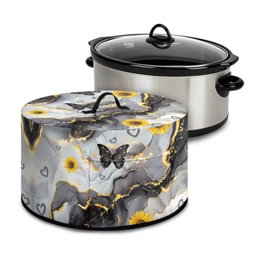 Freewander Butterfly Slow Cooker Dust Cover Kitchen Accessories Scratch-proof Kitchen Appliance Covers Compatible with 6-8 Quart Crock Pot, Grey Marble Print