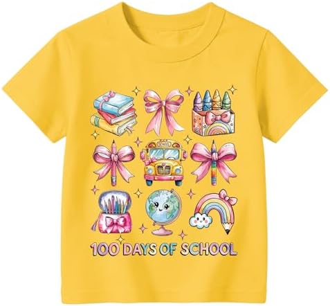 100 Days of School Shirt for Kids School Tshirt-Toddler Happy 100th Day Short Sleeve Boys Girls Gift Tees Tops