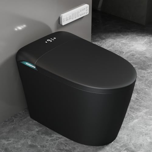 Image of TOTTE Smart Toilet with Bidet Built-in, ADA Comfort Height, 353 LB Max Load, Heated Seat, Instant Warm Water, Warm Air Dryer, Foam Shield, Auto Flush, Night Light, Black