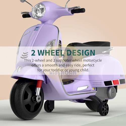 Image of KidsROAR 12V Electric Bike for Kids with Remote Control, Battery Operated Scooter Bike for Boys & Girls, Wide Seat, Music & Lights, Safe Ride-On for 2-6 Years, Manual & Remote Control (Purple)