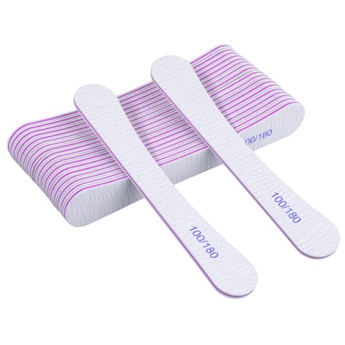 20 Piezas limas de uñas profesionales, 100/180 grano lima uñas reutilizables de doble cara lavables para gel y acrílico, uso en salón y hogar