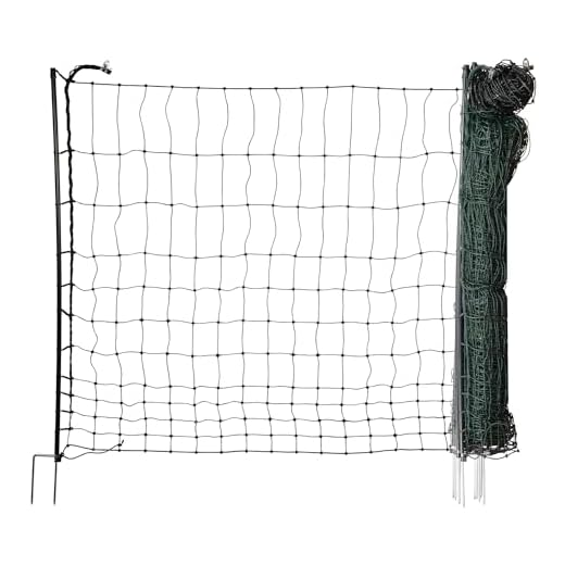 horizont easyLine - Recinzione per pollo, lunghezza 50 m, altezza 110 cm, 14 pali in PVC, senza corrente, rete mobile per pollame, recinzione da giardino, con doppia punta, verde