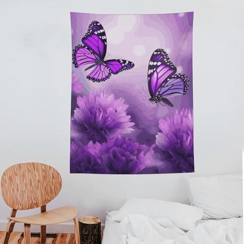 Tapisserie murale esthétique violette grand format pour décoration de salon