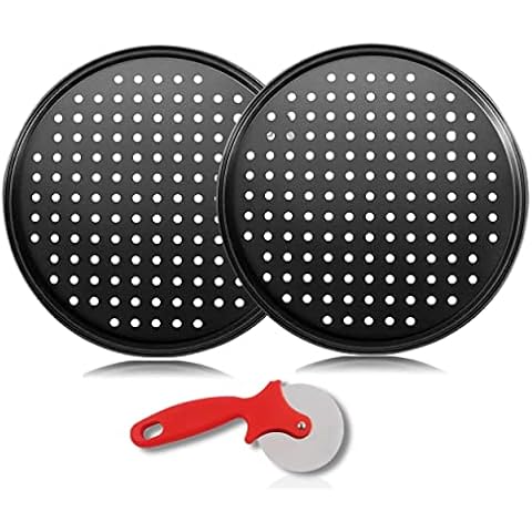 Genérico Set de 2 moldes perforados para pizza con corta pizza Cover