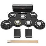 Rollup Electronic Drum Kit, 7 Pad POGOLAB Digital Electric Drum Kit, Portable Folding Electronic Practice Pad Mat, Stereo Speaker/Drumstick/Earphone Slot, Rechargeable Percussion Instrument Beginner